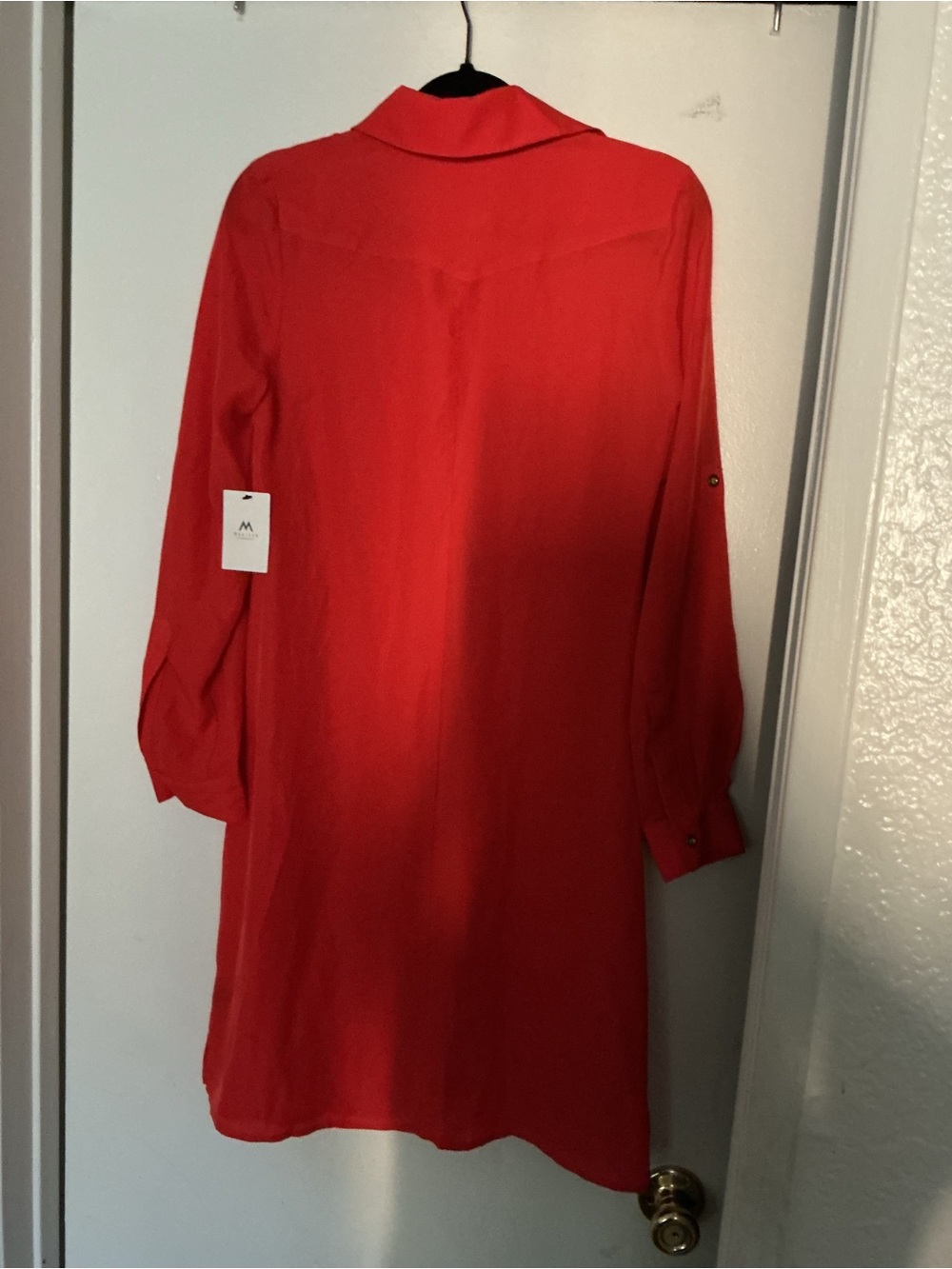 Madison Coral-Red Button Front dress - Picture 5 of 11